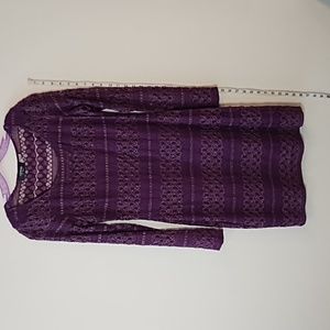 GUESS sz. 12 Dress (metallic cranberry) color = Deep Purple with gold lines